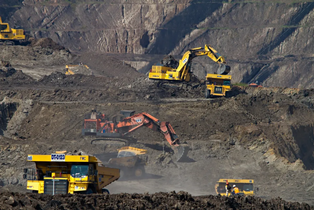 Excavators in an open-pit mine